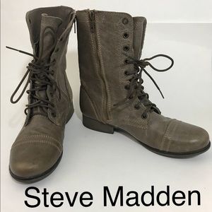 Dark gray Steve Madden lace up boots